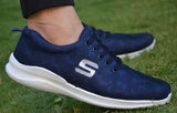 Navy Blue Mesh Running Sports Shoes for Men's