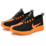 Men's Breathable Mesh Black Orange Running Sport Shoes