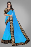 Solid, Woven Daily Wear Cotton Blend Saree black sky