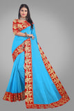 Solid, Woven Daily Wear Cotton Blend Saree red sky