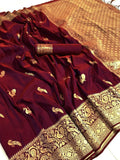 Woven Kanjivaram Cotton Silk, Jacquard Saree BROWN