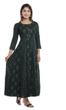 Women Printed Anarkali Kurta Green