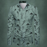 Cotton Polyester Blend Printed Shirt Fabric Grey