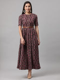 Women Fit and Flare Multicolor Dress MAUVE